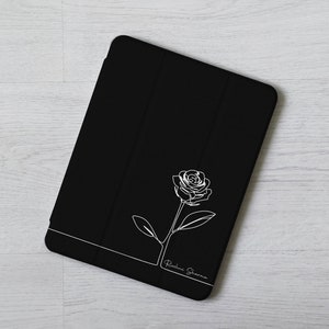 Personalized name Rose Flower iPad case cover for Apple Pencil iPad 10.2 10.9" 11 inch iPad Air 3 4 5 iPad mini 6 5 iPad Pro 12.9 2022 2021