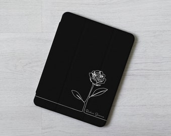 Personalized name Rose Flower iPad case cover for Apple Pencil iPad 10.2 10.9" 11 inch iPad Air 3 4 5 iPad mini 6 5 iPad Pro 12.9 2022 2021