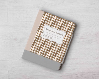 iPad-hoesje met aangepaste naam: houndstooth-flipcover met potloodhouder