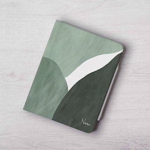 Abstract green tone iPad case cover Apple Pencil Flip case for iPad 10.2 10.9&quot; 11 inch iPad Air4 5 6 iPad mini 6 iPad Pro 12.9 13 2022 2024
