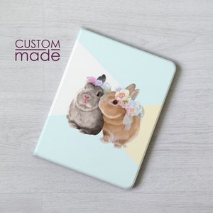 Custom made Rabbit bunny iPad case cover Apple Pencil Flip case for iPad 10.9 11 inch iPad Air 6 5 iPad mini 6 iPad Pro 13  2024 12.9 2022