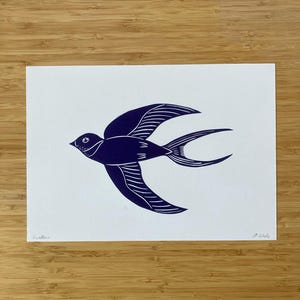 lino print &quot;Swallow&quot;