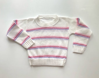 striped baby sweater, vintage sweater, pink and purple striped sweater, baby girl sweater