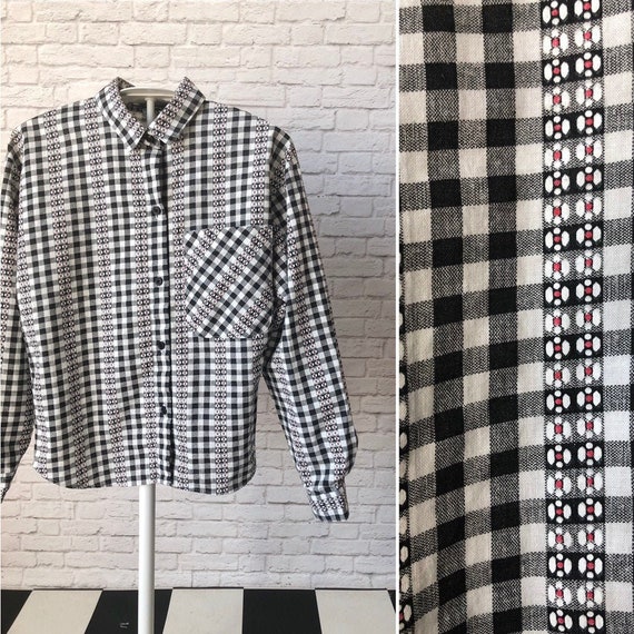 girls gingham blouse, vintage button shirt, size … - image 2