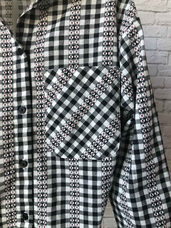 girls gingham blouse, vintage button shirt, size … - image 5