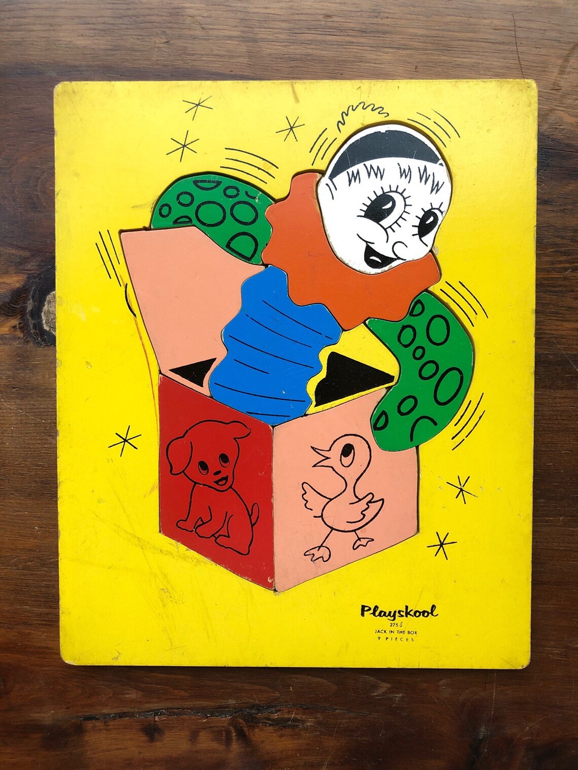 Vintage puzzle Jack in the box Playskool wood toy colorful Etsy