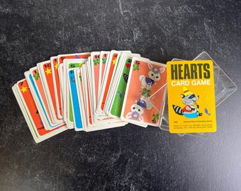 Vintage Whitman Hearts Card Game, Game of Hearts, Animal Theme, Childrens Game,