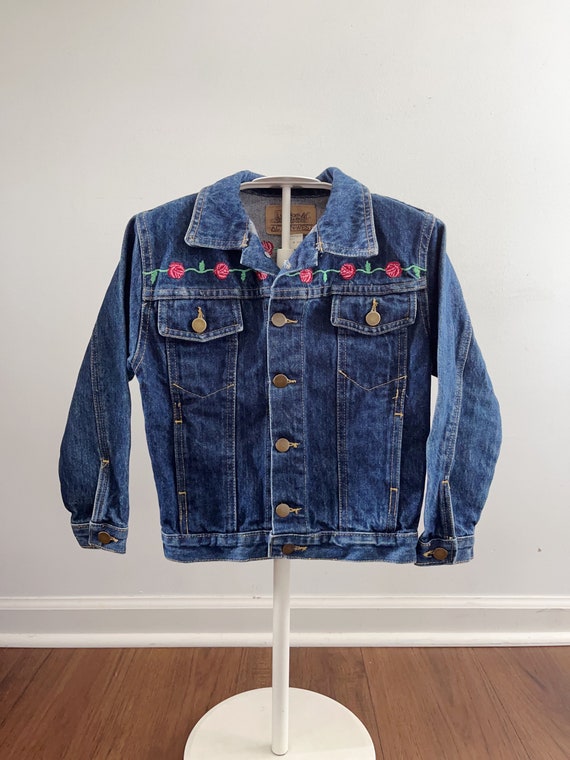 Embroidered Jean Jacket, Vintage girls denim Jacke