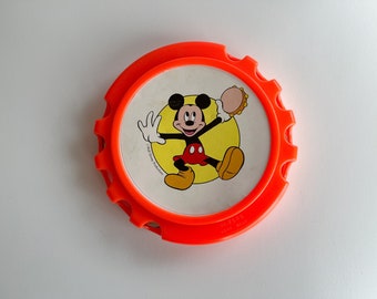 Vintage Mickey Mouse tambourine, plastic tambourine, kids musical instrument toy, mickey mouse kids instrument