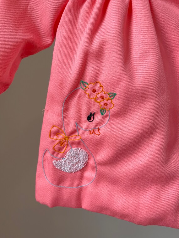 Hot Pink Baby Jacket, Swan Embroidery Overcoat, Vinta… Gem