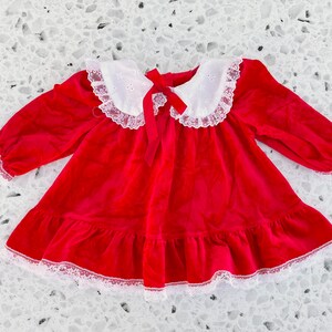 JESURUM Baby Lace-Collar Velvet Dress - Red