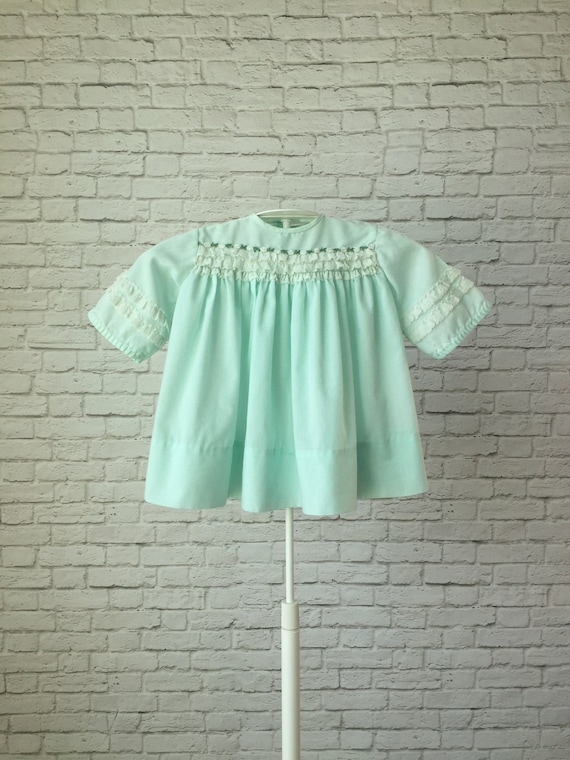 mint green baby dress, vintage Nannette, 60s 70s b