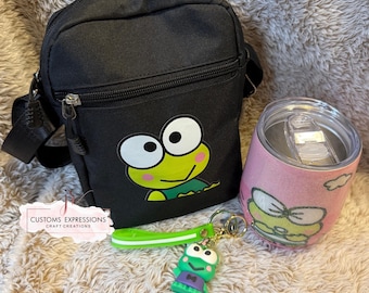 Frog Custom Crossbody Bag & Glitter Tumbler Gift Set