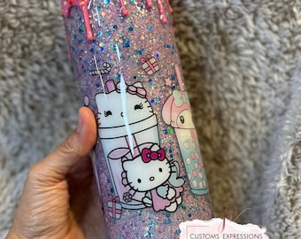Kitty epoxy glittered tumbler kitty friends inspiration tumbler  READY TO SHIP