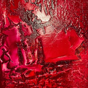 Rood origineel schilderij, acryl met alcohol ink, kunst aan de muur, uniek abstract werk, verf Amsterdam, kleur textuur, mixed media image 2