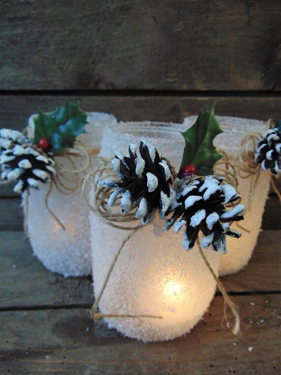 mylovelyweddingday - Set of 3 frosted mason wedding jars, winter