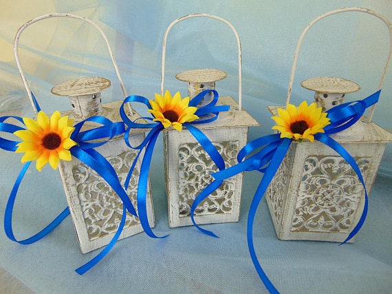 Set Of 6 Sunflower Weddingwedding Centerpiececandle Etsy