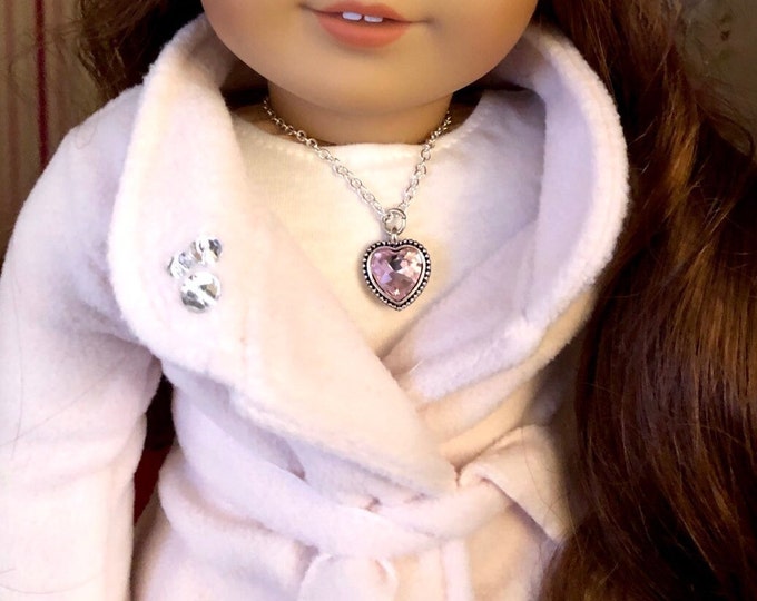 Pink Rhinestone Heart Necklace for 18 inch  Dolls