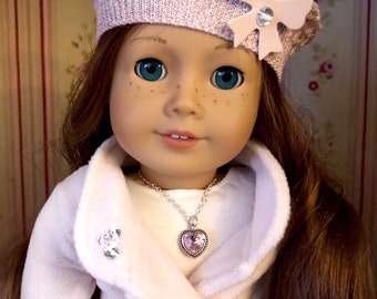 Pink Rhinestone Heart Necklace for 18 inch American Girl Dolls