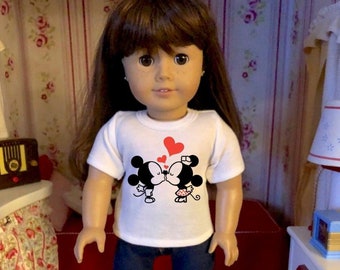 Kissing Mouse Ears Doll Tshirt for American Girl Dolls