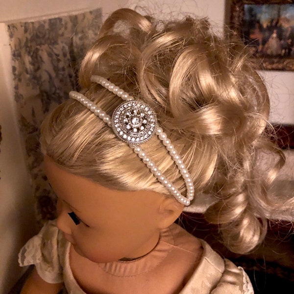 Pearl Double Strand Diamond Embellished Headband for 18 inch Dolls | Doll Jewelry