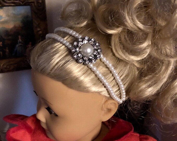 Pearl Double Strand Headband with Diamond Daisy Embellishment for American Girl 18 inch Dolls
