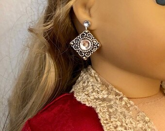 Silver & Diamond Earring Dangles for 18 inch  Dolls