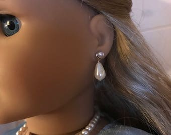 Pearl Earring Dangles for 18 inch Dolls DANGLES ONLY