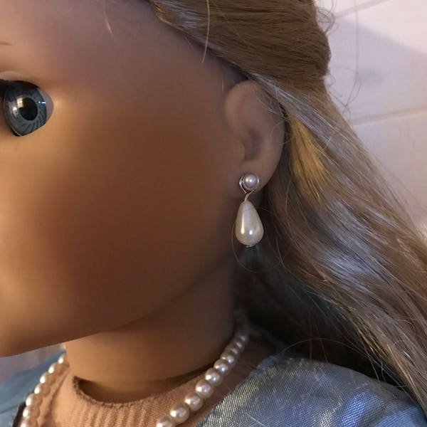 Pearl Earring Dangles for 18 inch Dolls DANGLES ONLY