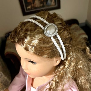 Pearl Double Headband with a Pearl Embellishment for 18 inch Dolls | Doll Jewelry