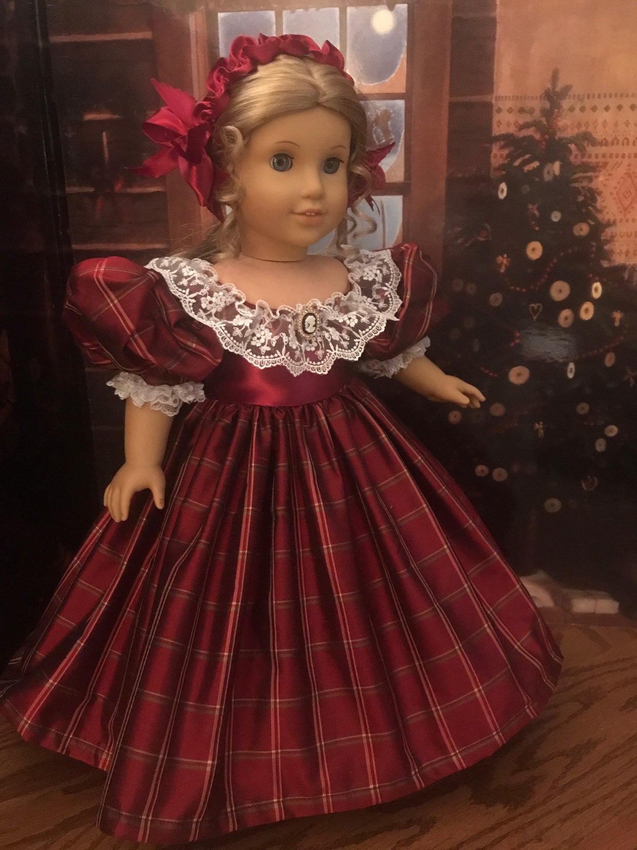 Victorian Christmas Gown For 18 Inch American Girl Dolls