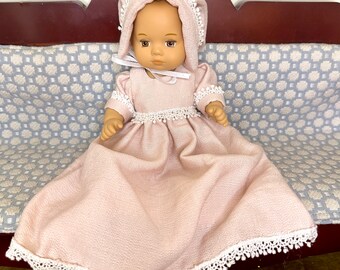 Colonial Era Baby Dress for 8 inch Baby Doll (Made To Order 2 week turn around time)