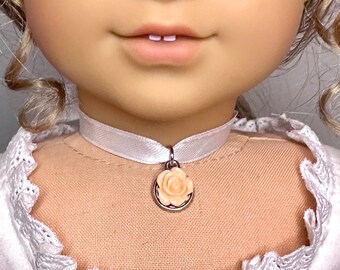 Peach Rose Choker for 18inch  AG Dolls | Doll Jewelry