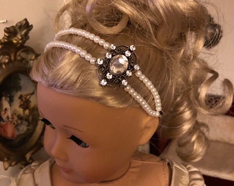 Pearl Double Strand Diamond Circlet  Headband for American Girl 18 inch Doll Jewelry