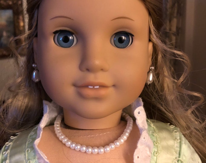 Pearl Necklace & Earring Dangles Set for 18 Inch American Girl Doll Elizabeth