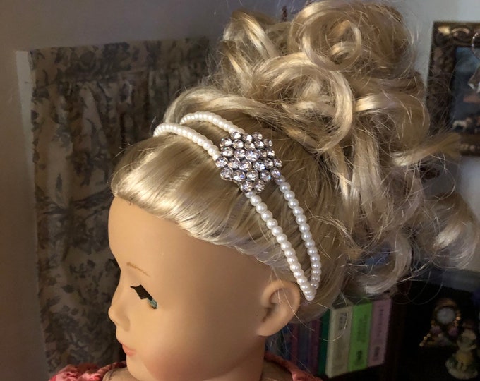 Pearl & Diamond Embellished Headband for  18 inch Dolls | Doll Jewelry