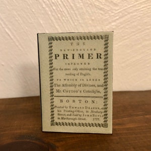 The New England Primer doll sized miniature book for 18 inch Dolls 1:3 Scale