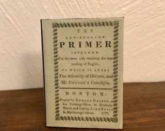 The New England Primer doll sized miniature book for 18 inch Dolls 1:3 Scale