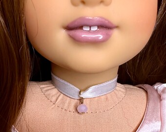 Pink Beveled Round Charm Choker for 18inch  AG Dolls | Doll Jewelry