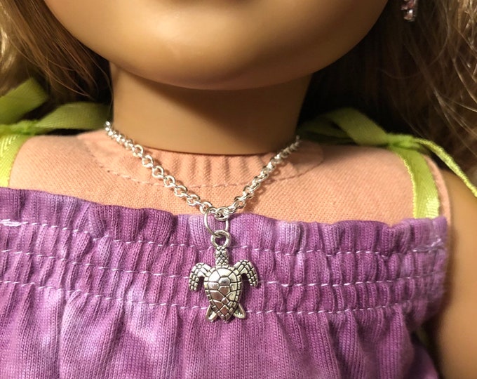Silver Turtle Necklace for 18 inch Dolls Doll Jewelry