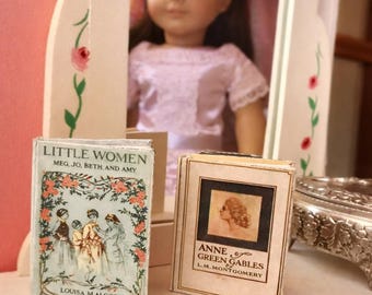 Little Women & Anne of Green Gables miniature books for 18 inch Dolls | Doll Library | Dollhouse Accessories | Diorama