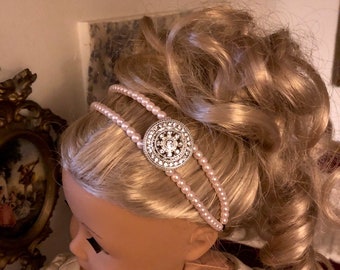 Pink Pearl Double Strand Circlet Headband for American Girl 18 inch Doll Jewelry
