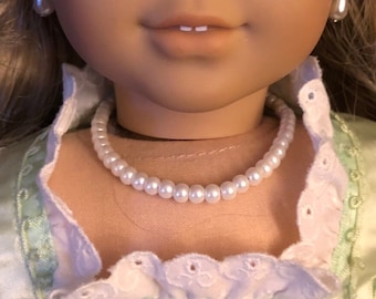 Pearl Necklace & Earring Dangles Set for 18 Inch  Dolls | Doll Jewelry