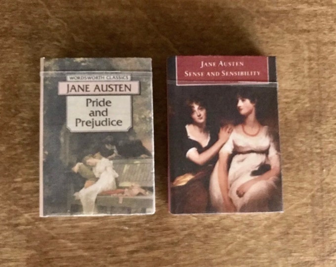 Jane Austin's Pride & Prejudice and Sense and Sensibility Doll Sized Miniature Books for 18 inch Dolls 1:3 scale