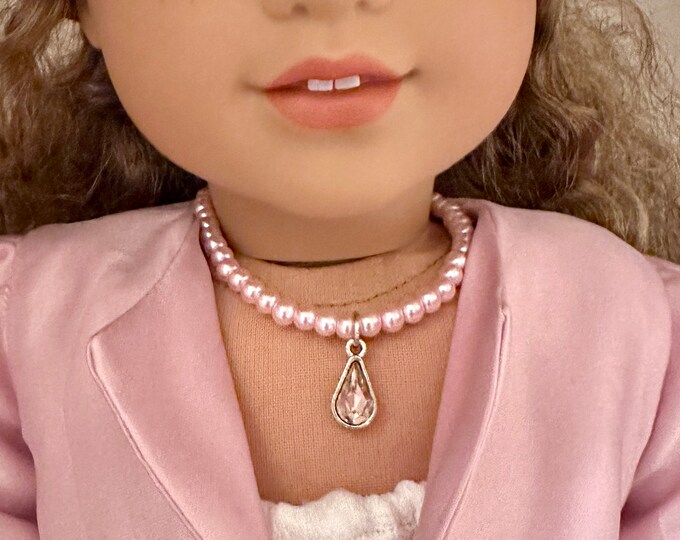 Pink Pearl Teardrop Necklace for 18 inch  Dolls