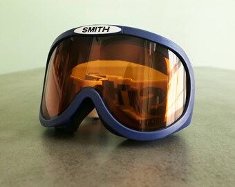 Vintage SMITH Ski Snow Goggles ⋆ Orange Tint Ski Snowboard Snowmobile Eyewear Accessories ⋆ Blue Frames ⋆ Anti-Fog Polarized Hip Hop Fashion