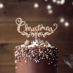 Christmas Pretty Vines Cake Topper Premium 3mm Birch Wood