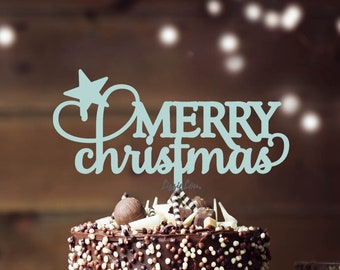 Merry Christmas Star Cake Topper Premium 3mm Acrylic