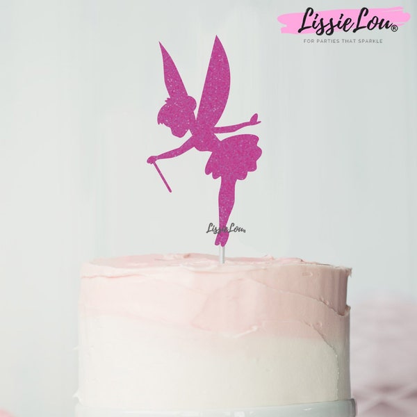 Fairy Birthday Cake Topper Glitter Card