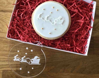 Santa's Sleigh Cookie Embosser, Christmas Embosser, Christmas Fondant Stamp, Merry Christmas Cookie Stamp, Icing Embosser, Fondant Stamp